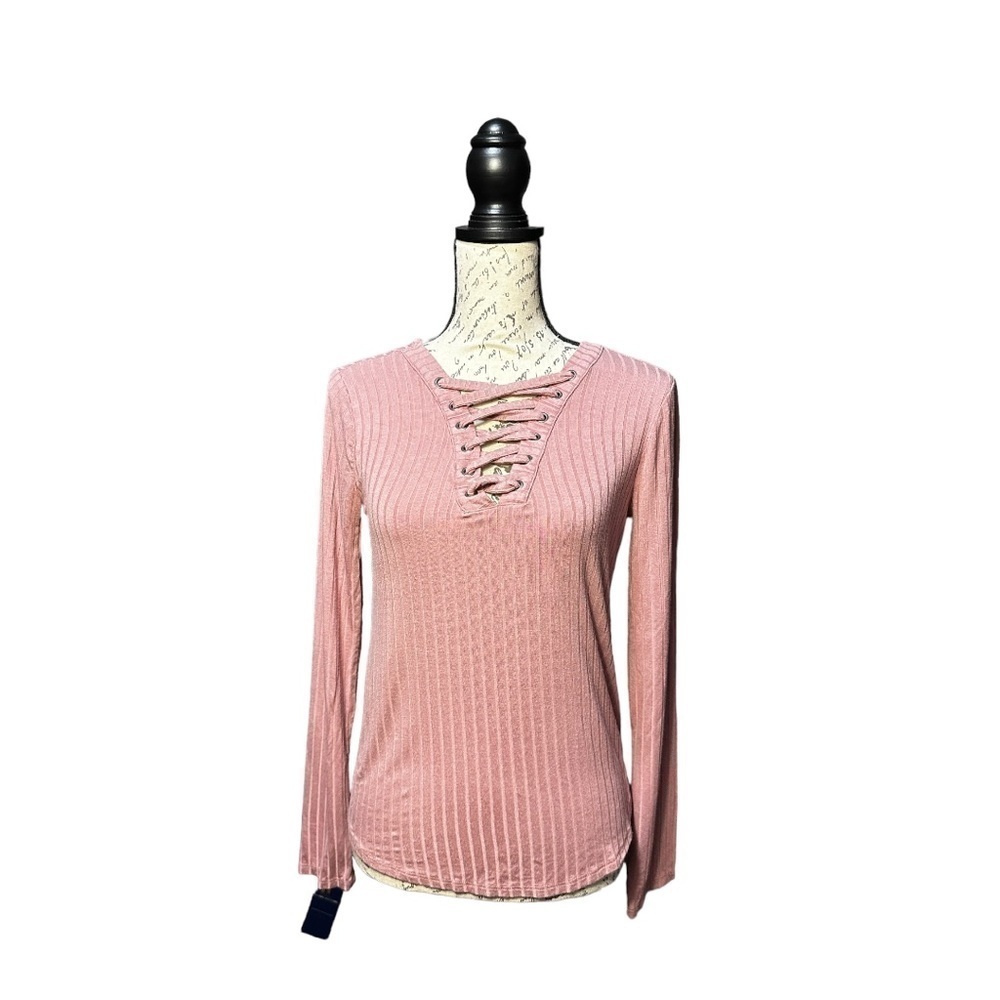 SO Ribbed Pink Long Sleeve Top Size Medium